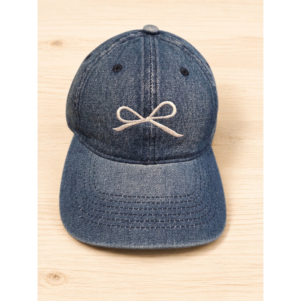 Zenana Denim Bow Embroidered Baseball Cap Adjustable Women's Blue Hat